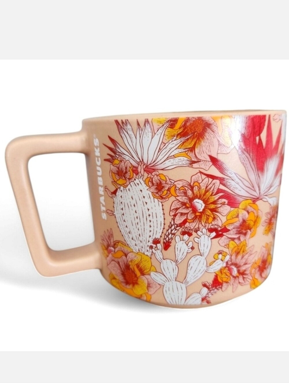 STARBUCKS Floral Cactus Ceramic Coffee Mug